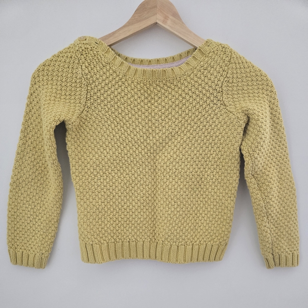 Mini Boden Long Sleeve Yellow Boatneck Cable Knit Sweater - Picture 1 of 5